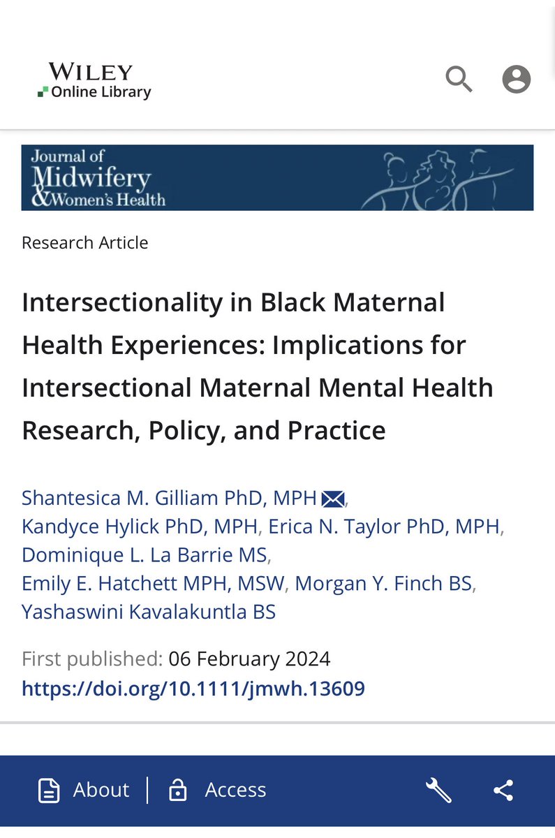 My first- first authored paper is here! With an amazing team of UGA scholars (Bachelors, Masters, and PhD-level), we explored the narratives of Black women navigating pregnancy and postpartum during the peak of COVID-19 onlinelibrary.wiley.com/doi/full/10.11…