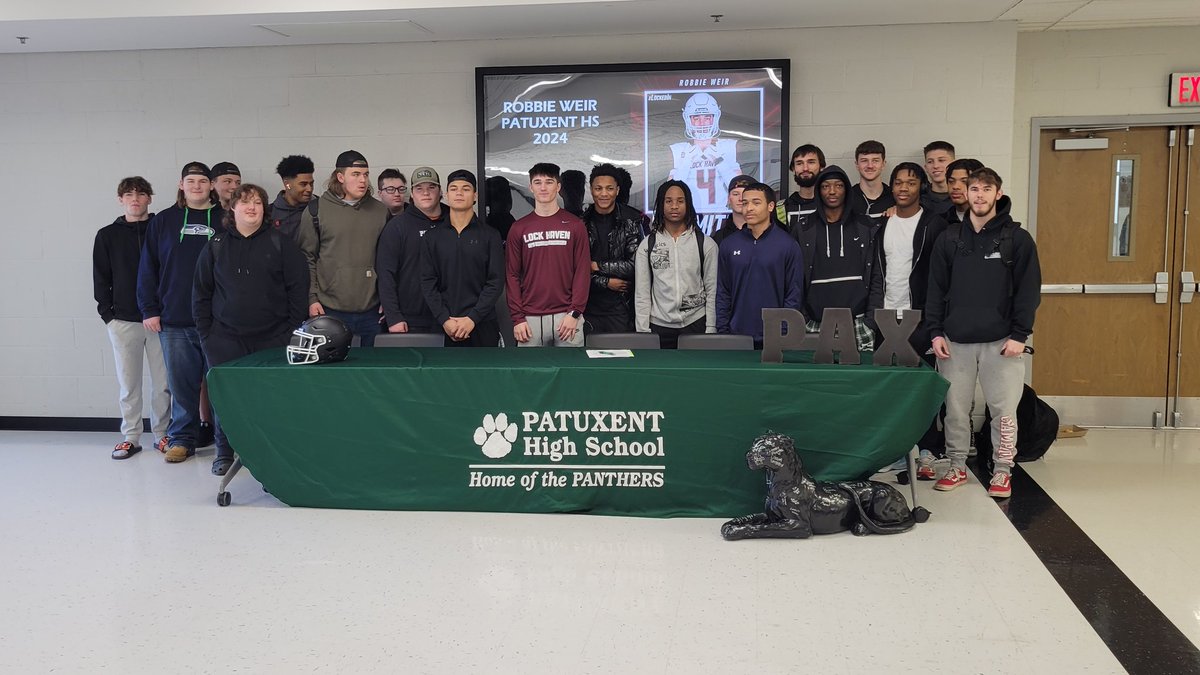 Coach Crounse (@coachcrounse) on Twitter photo Congratulations to Patuxent's Robbie Weir! <a href="/Robbie_Weir4/">Robbie Weir</a>
Officially Signed with Lock Haven Univ. Football <a href="/LHU_Football/">Lock Haven Football</a>
Couldn't be prouder!! Represent Us!!! Congratulations to Patuxent's Robbie Weir! <a href="/Robbie_Weir4/">Robbie Weir</a>
Officially Signed with Lock Haven Univ. Football <a href="/LHU_Football/">Lock Haven Football</a>
Couldn't be prouder!! Represent Us!!!