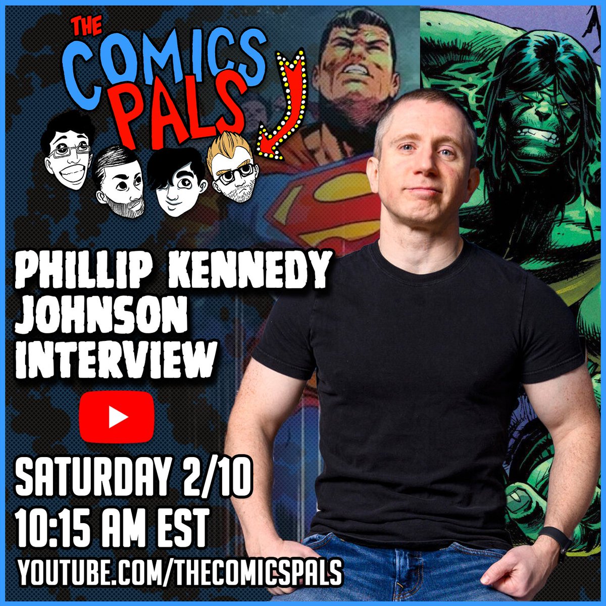Don't miss us THIS SATURDAY at 10:15am EST when we'll be joined by @PhillipKJohnson! We'll be talking ACTION COMICS, INCREDIBLE HULK, GREEN LANTERN: WAR JOURNAL & more! We'll also be giving away ONE copy of the first trade of any of those three books! Details below 👇