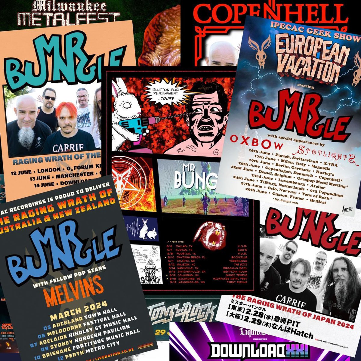 Just a few weeks away from bringing the Raging Wrath Of The Easter Bunny across four continents! Get your tickets now at ipecac.com/tours @MrBungle @IpecacRec