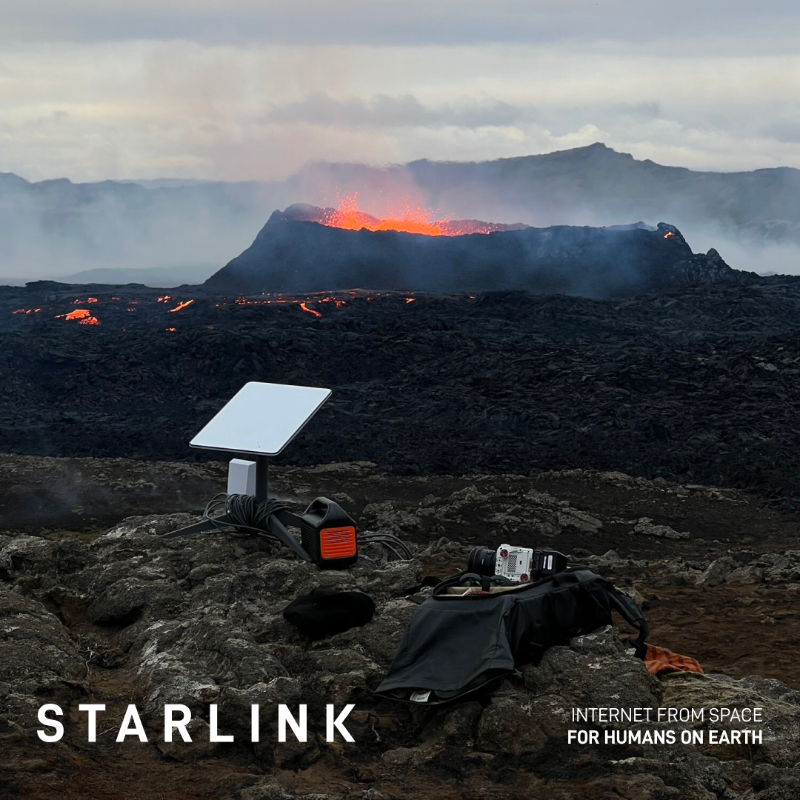 Starlink's tweet photo. Starlink Internet is built to withstand even the most extreme conditions. Get connected to the internet with Starlink today.