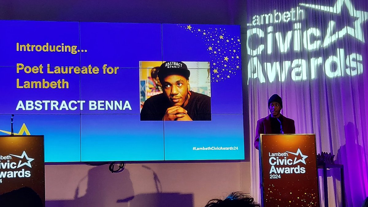 @AbstractBenna opening the #lambethcivicawards24 with a really thoughtful spoken word performance