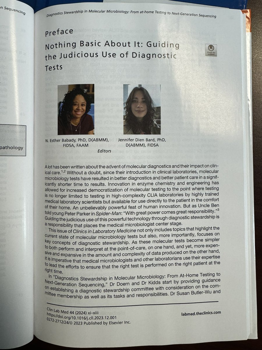 Just received in the mail! It was an absolute pleasure working with my dear friend and colleague @EBabady on the Clinics in Laboratory Medicine March edition. Thank you to all the authors for their contributions! #diagnosticstewardship