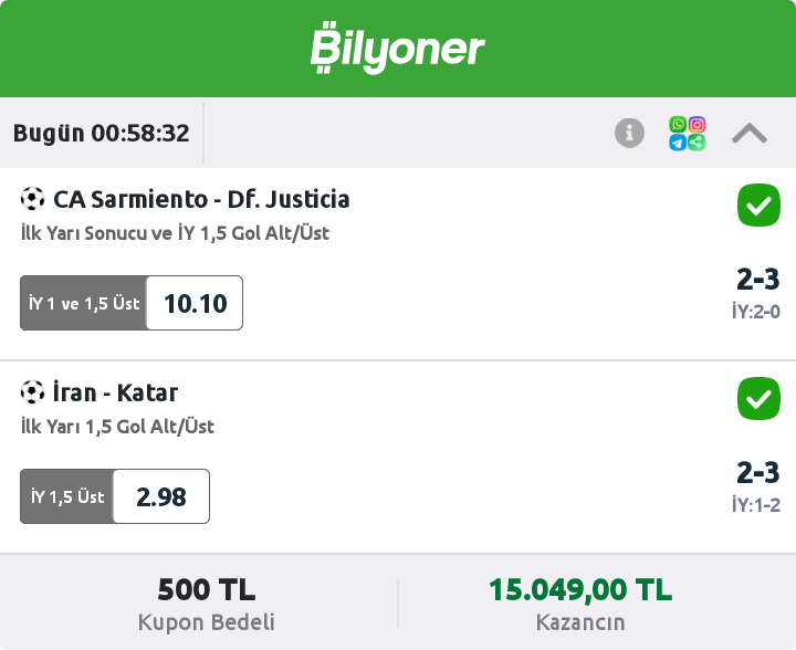 2 maçlı 30,10 oranlı Bilyoner kuponum bilyoner.com/iddaa/kupon/39… #Bilyoner #iddaa av mevsimi; hane sahibini bastıran yavuz