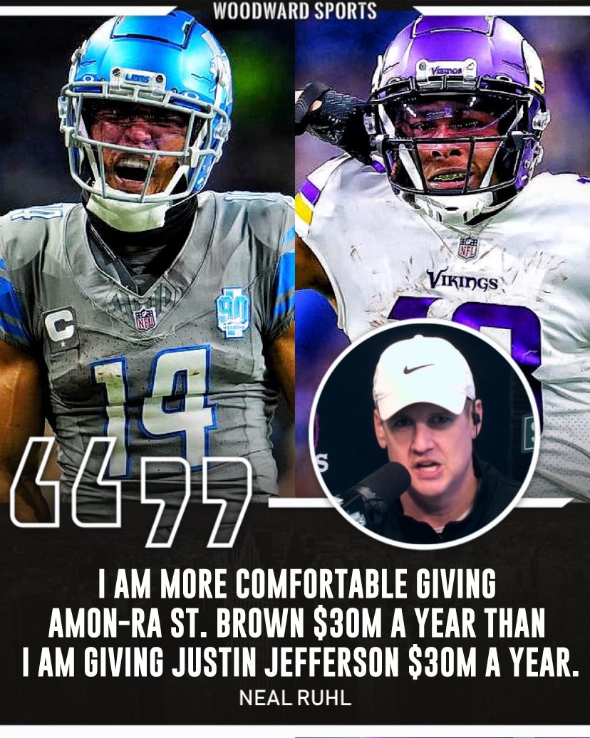 woodwardsports's tweet photo. Amon-Ra St. Brown is worth MORE than Justin Jefferson 👀 https://t.co/cQhiL65ASt
