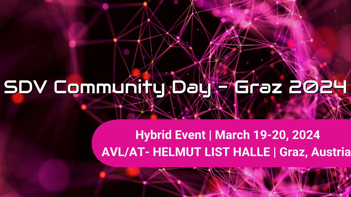 SDVeclipse's tweet photo. Registration for SDV Community Day Graz hosted by AVL/AT is now open! Register for free today to connect virtually or in-person at HELMUT LIST HALLE with fellow community members https://t.co/3sLdrbz5oZ #opensource #drivenbycode #SDV #communityday #codefirst #sdvcommunityday https://t.co/pNyiYwcavs