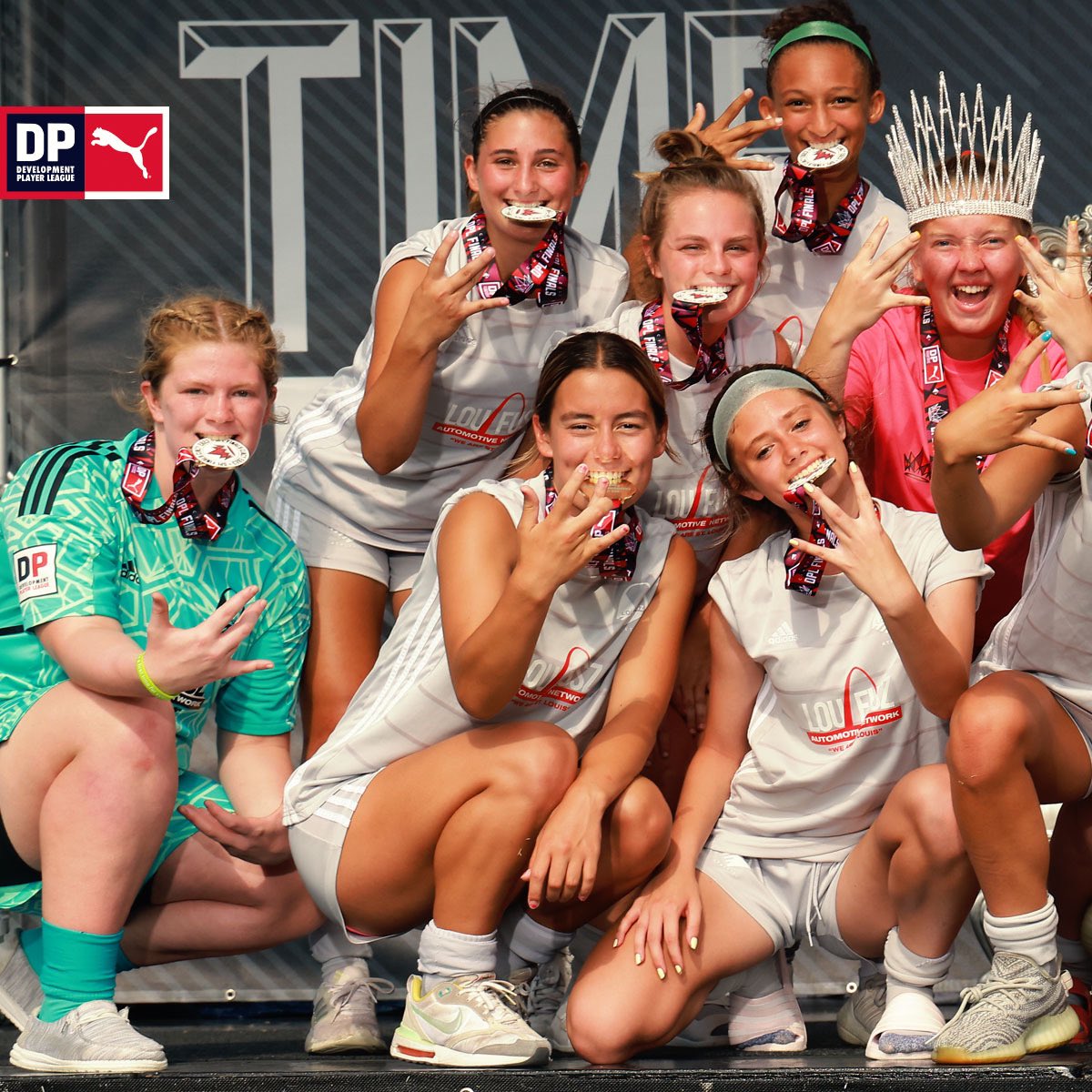 DP_League's tweet photo. Breaking barriers, scoring goals, making an impact, and chasing dreams. Here’s to the fierce girls of the DPL, showing the world what it means to play with passion and purpose. Happy National Girls &amp; Women in Sports Day! 🌟⚽️ 

#NGWSD #FURTHERTOGETHER #NothingGiven https://t.co/E5GSnUyOVN