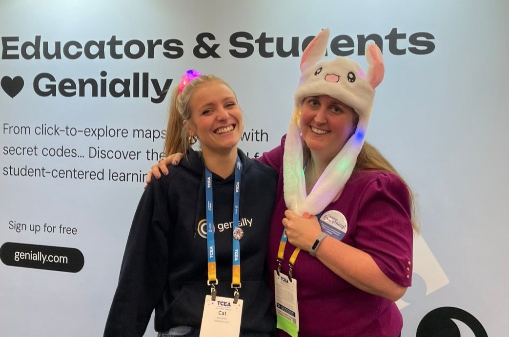 It's almost a wrap here at #TCEA. Met some amazing educators and reconnected with familiar faces. It was a rewarding experience and I hope people felt that way about my presentions. One of the 'funnest' people I met was this girl. ♥️ @CatSpencer21 ❤️ #TCEA2024 #edtech