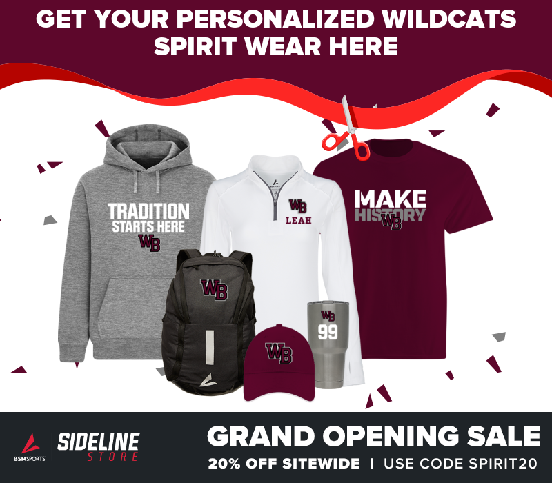WBPSwildcats's tweet photo. Grand Opening Promo 🎉Your WEST BRIDGEWATER MIDDLE/SENIOR HS Store Is LIVE at https://t.co/jT7qBd1sBk Check it out! https://t.co/Vx3YDvtDFZ