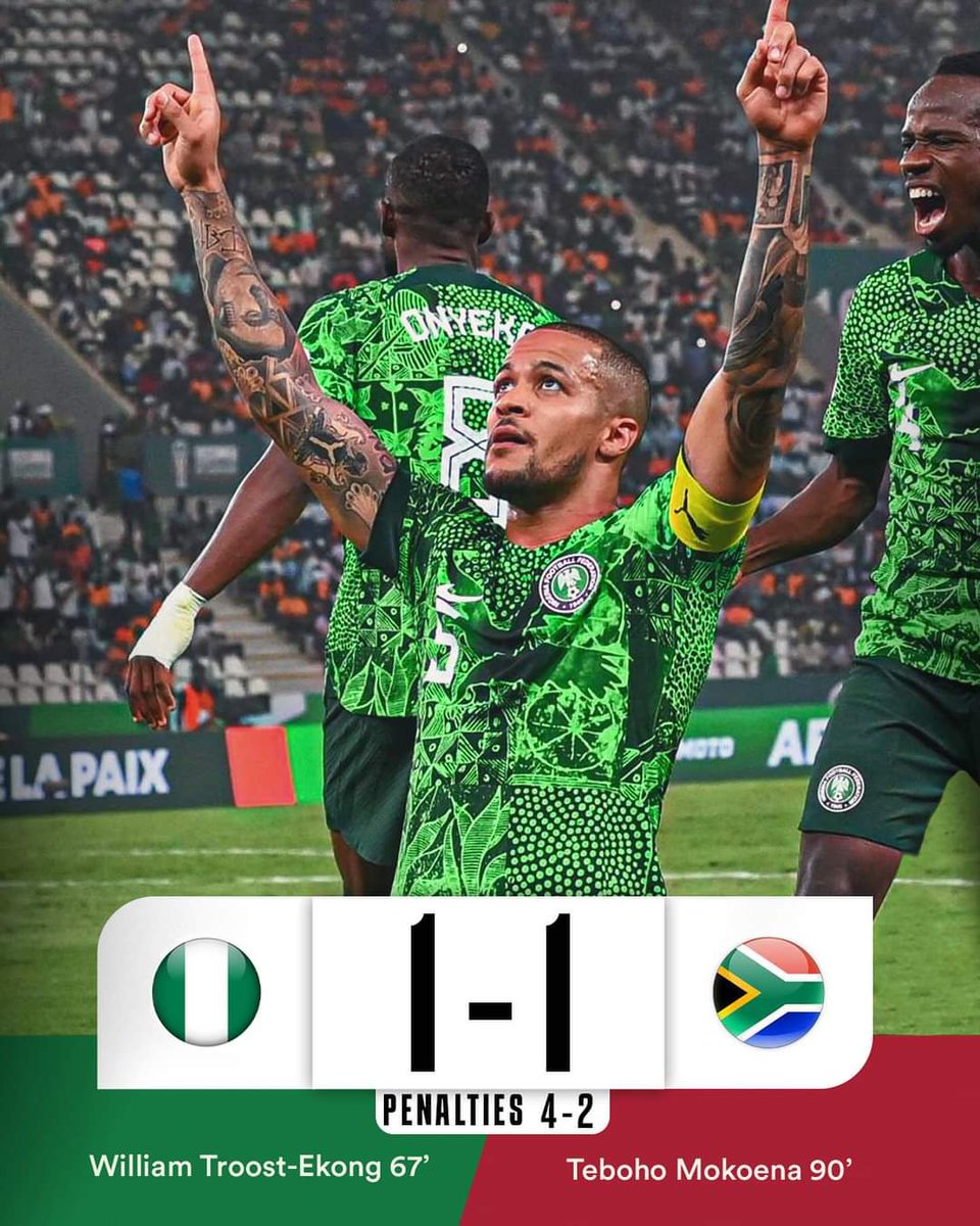 Thank you Super Eagles! We are in finals and the trophy is coming home!!!