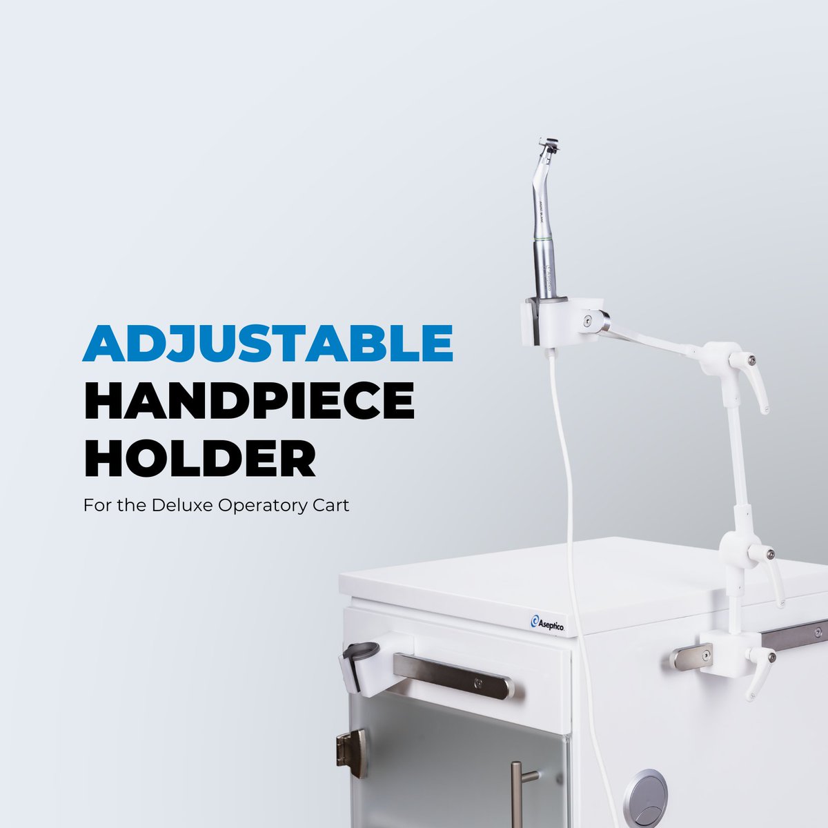 Thinking about maximizing efficiency? Consider the Adjustable Articulating Arm attachment for your ATC-16. Whether standing or sitting the maneuverable arm always keeps your handpiece close, saving valuable time and reducing the potential risk for error. #Dentistry