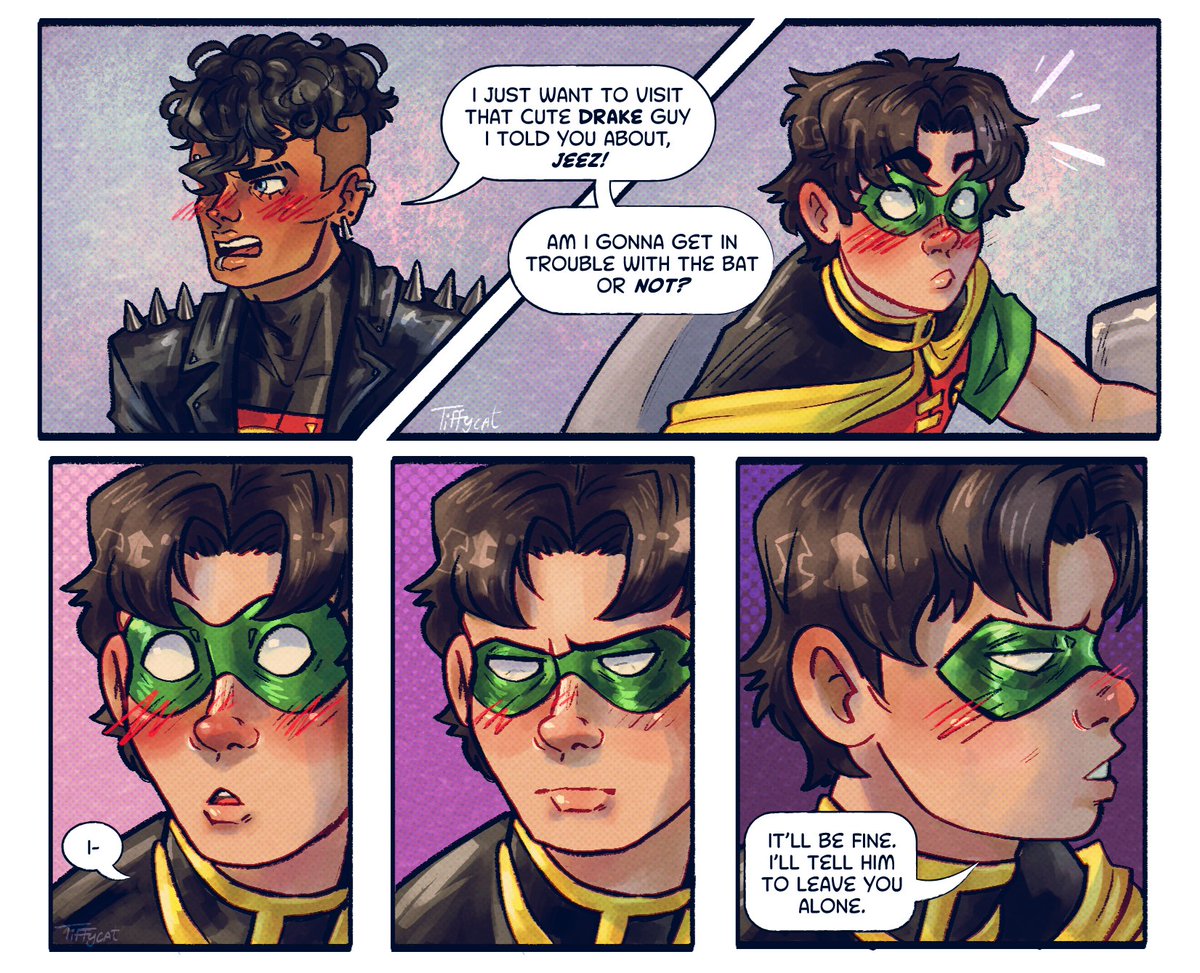 It's a weird feeling, being jealous of yourself 
Best not to think too hard about it

[#timdrake #konel #conerkent #timkon #dccomics]