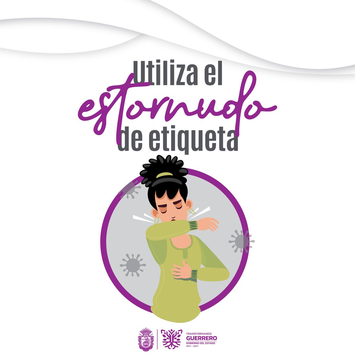 GuerreroComSoc's tweet photo. Si al estornudar lo haces correctamente proteges a los demás, recuerda utilizar el estornudo de etiqueta.
#NoTeDescuides. https://t.co/GRV9S4gSp3