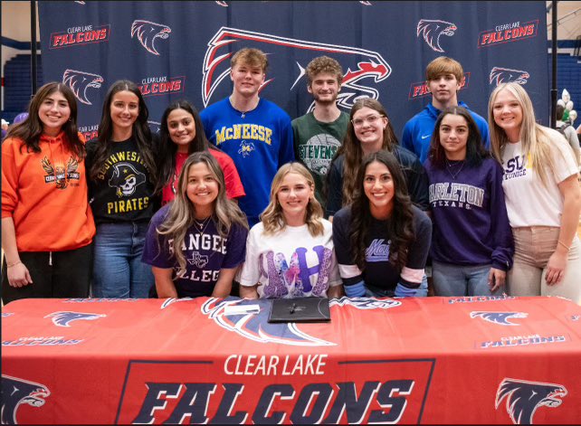 CLHSFalcons's tweet photo. Studs!!  Good luck on your future athletic and educational endeavors.  Congratulations class of ‘24 @ClhsGirls @lake_softball @CLHSWrestling18 @ClearCreekISD @CCISDAthletics https://t.co/Hwq1j4rR9C