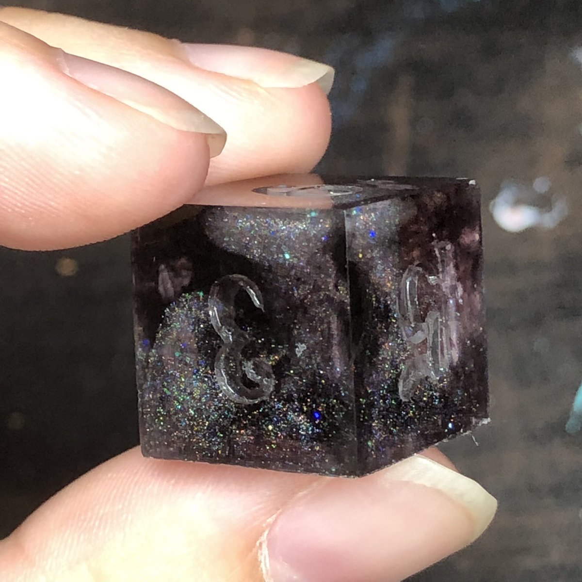 HealersHug's tweet image. PANIC! This set is a panic pour from when I mixed up too much resin for another project. I swear the prettiest sets I’ve made are panic pours. 

#handmadedice #dice #diceset #dnd #ttrpg #dungeonsanddragons #dicemaker