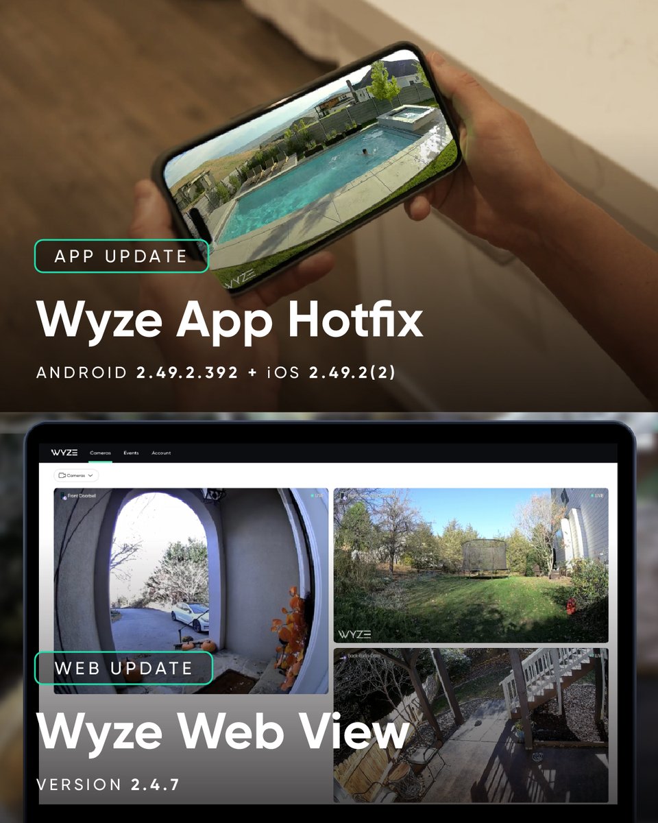 We're releasing Android 2.49.2.392 with a manual AP Wi-Fi pairing method and a loading issue fix as well as iOS 2.49.2 (2) and Web 2.4.7 with optimizations today! 🤝 Read our Release Notes: go.wyze.com/releasenotes