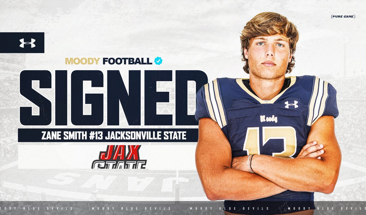 Congrats to <a href="/Zane14Smith/">Zane Smith</a> on signing with <a href="/JaxStateFB/">Jax State Football</a> 

#411Boys | #MoodyFootball