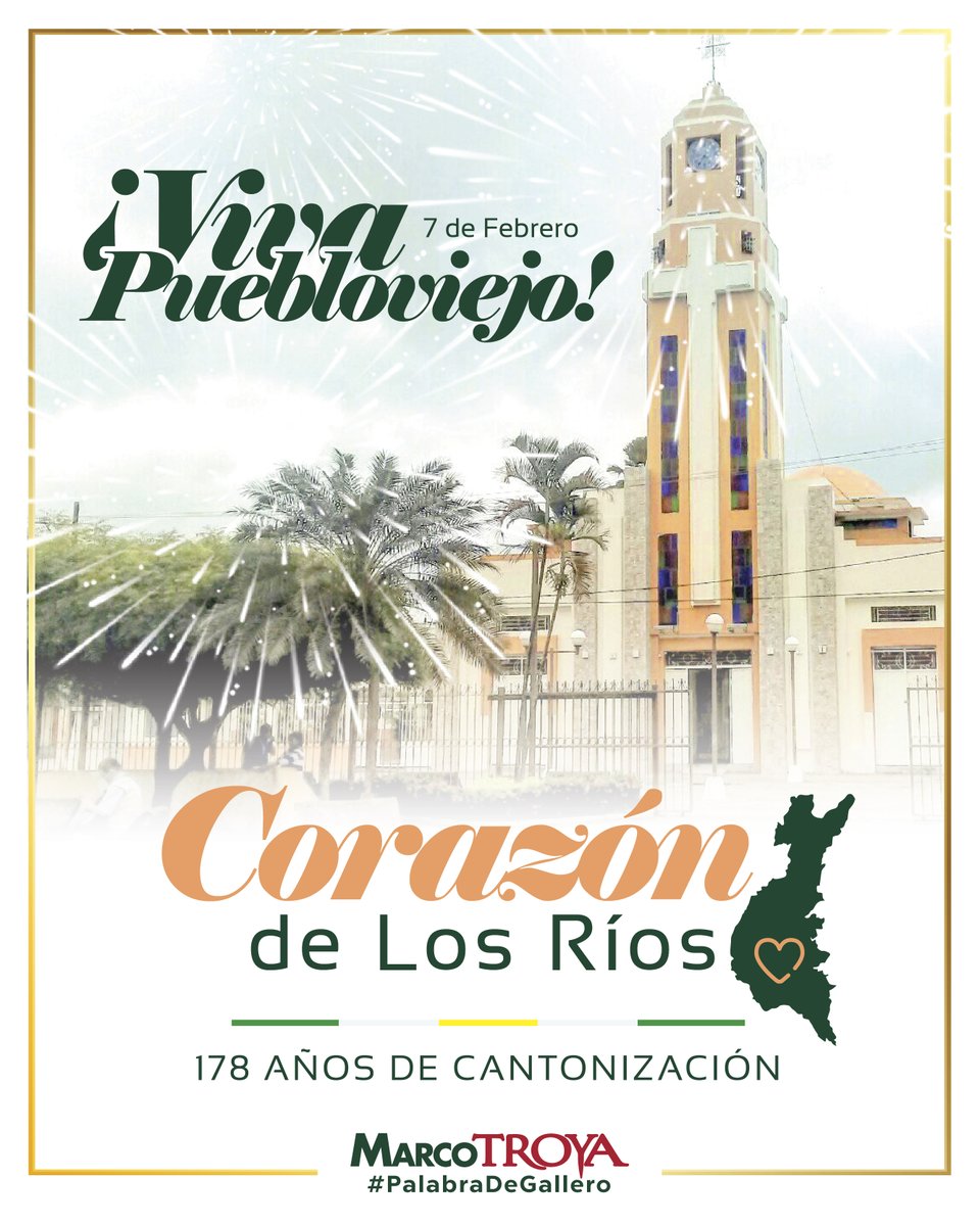 TROYA_Marco's tweet photo. Saludos querido cantón #Puebloviejo, mi abrazo sincero para todos mis hermanos fluminenses del corazón de la provincia de Los Ríos. #MarcoTROYA https://t.co/Ex8x4Hd3ih