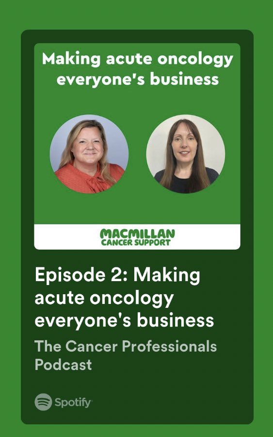 Gina_92_'s tweet photo. Ep2 of @macmillancancer podcast out now! Donna Munro and @VernaLavender discussing the the importance of acute oncology education including the #AOPassports 💚 #CASCADE #acuteoncologyiseveryonesbusiness 💚 https://t.co/zssecQG1hD https://t.co/OU9MHZ0jaQ