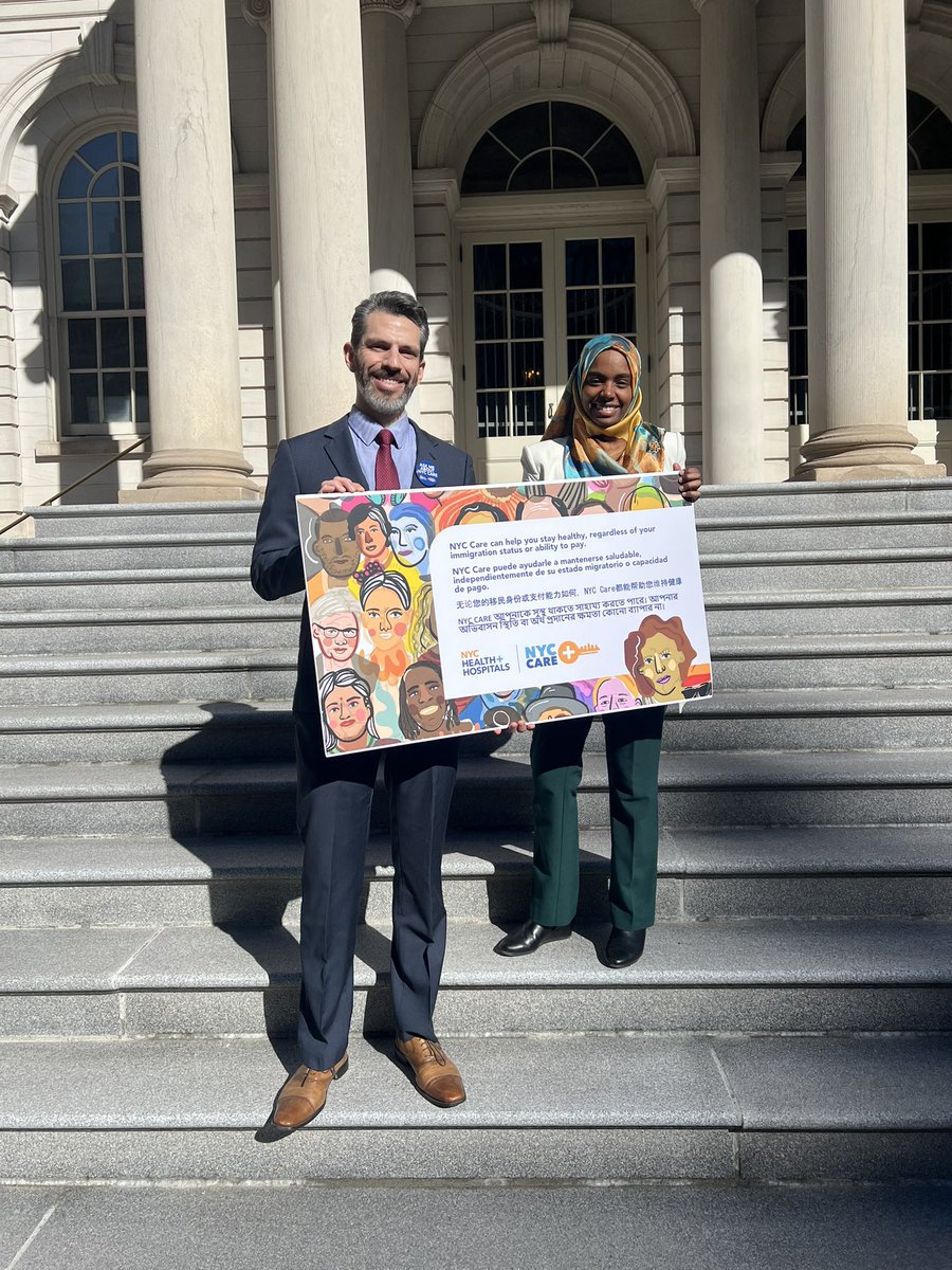 Today marks an #NYCCare milestone: 125,000 members enrolled! Executive Director <a href="/jonjimper/">Dr. Jonathan Jiménez Pérez</a> and <a href="/Sauti_Yetu/">Sauti Yetu</a> Program Director  Hager Shawkat, MPH, hosted a roundtable at City Hall to share the announcement. Questions about the program &amp; how to enroll? Visit NYCCare.NYC