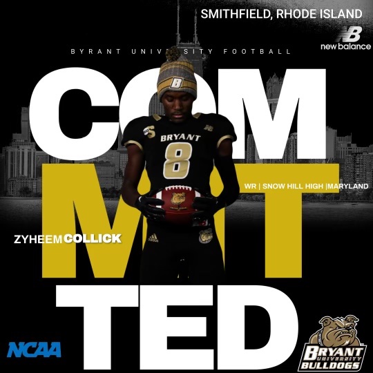 #AGTG I’m excited to announce that I will be committing to Byrant University University!!!

#GoBulldogs 

<a href="/SnowhillFb/">SnowHill_FB</a> <a href="/CoachHeem1/">Coach Raheem Hammond</a> <a href="/FTRreport/">Fast Track Recruits</a>