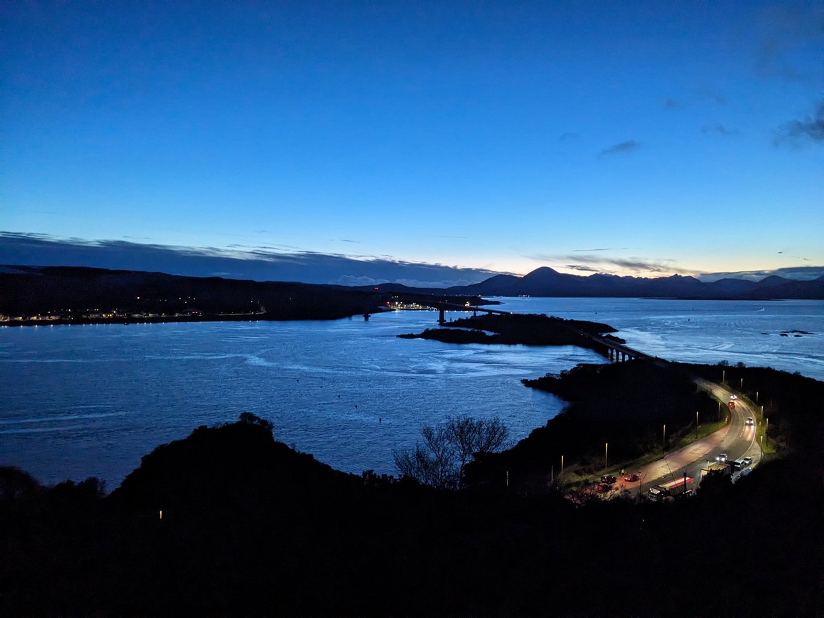 welsty2003's tweet image. Parked up by the Skye Bridge tonight. What a view from the Plock Viewpoint! Hopefully the sphere photo works...