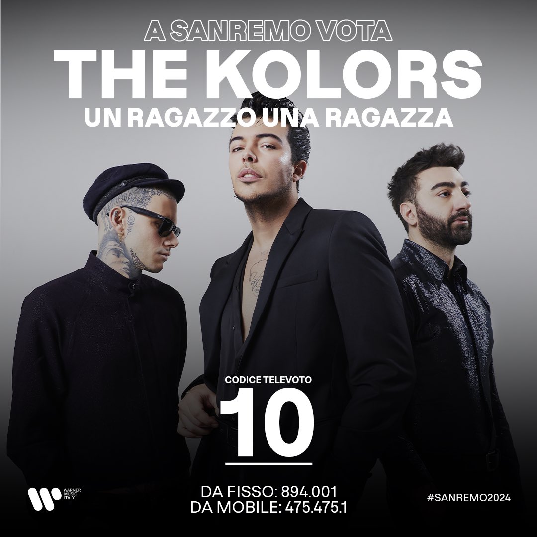 Vota THE KOLORS al Festival di Sanremo - codice 10 #Sanremo2024 #TheKolors