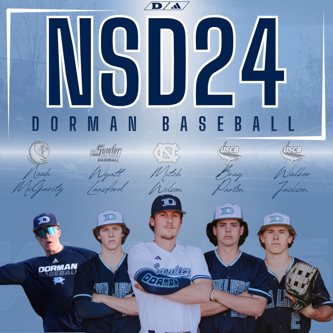 DormanBaseball's tweet photo. Congrats to 5 of our seniors who announced where they would be playing baseball at next year! 

#PowerOfOne | @DormanAthletics https://t.co/GrQhUpzFE2