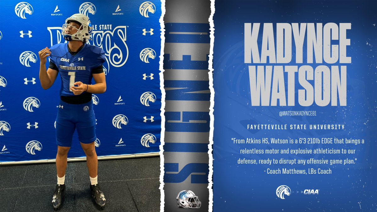 Fayetteville State Football (@fsubroncos_fb) on Twitter photo Bronco Nation! Please Welcome...
Kadynce Watson (<a href="/WatsonKadynce81/">Kadynce Watson</a>)
To the Bronco Family!! π₯π₯
#AttitudeCheck | #BroncoPride | #NSD24 Bronco Nation! Please Welcome...
Kadynce Watson (<a href="/WatsonKadynce81/">Kadynce Watson</a>)
To the Bronco Family!! π₯π₯
#AttitudeCheck | #BroncoPride | #NSD24