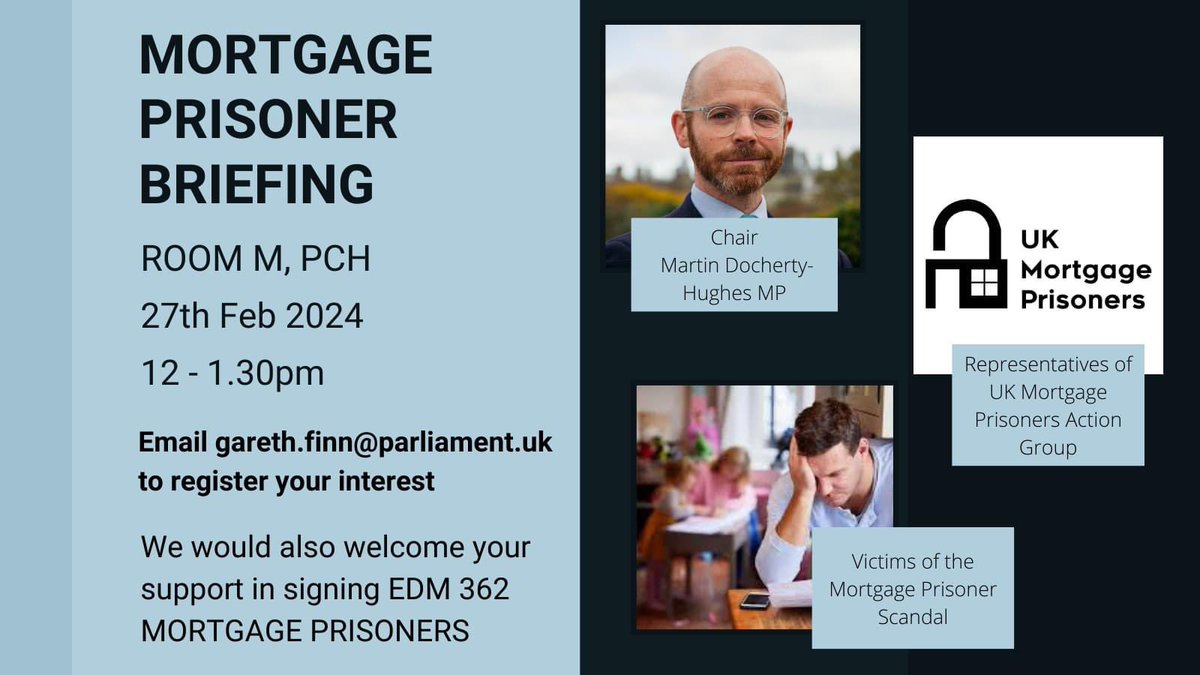 .@Christian4BuryS Please show your constituents support and attend the briefing #ukmortgageprisoners #timeformortgagereform #MortgagePrisonerScandal @TaiwoOwatemi @APPGMortgage