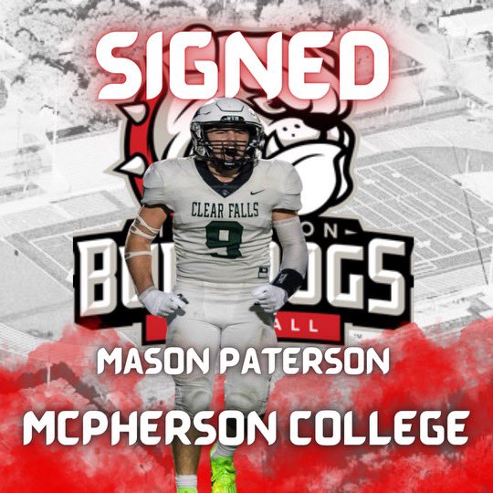 recruit_FALLSFB's tweet photo. Congratulations to @MasonPaterson9 on signing his NLI to play football at @MACBulldogsFB @ClearFallsFB @CCISDAthletics https://t.co/NlnUzJ9Yuj