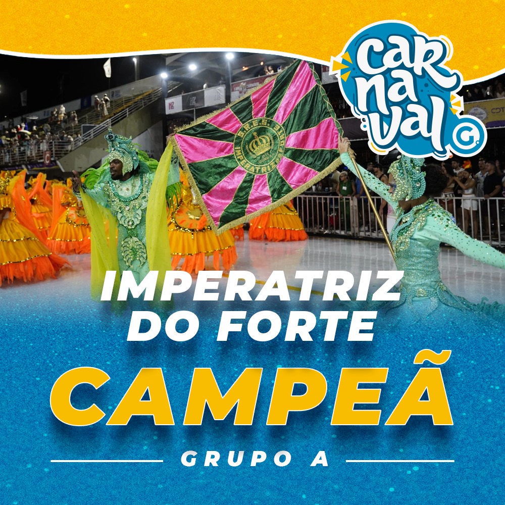 AGazetaES's tweet photo. Campeã do Grupo A 🎉⠀

Com 179 pontos, a Imperatriz do Forte venceu os desfiles do Grupo A e retorna para a elite do Carnaval de Vitória em 2025.

Terceira a se apresentar, a Imperatriz levou o enredo “Nascido em berço forte, para sempre um eterno aprendiz” para a avenida, contando um pouco da história de suas comunidades e conduzindo o desfile pelo olhar de uma criança. 

Acompanhe nossa cobertura nas redes sociais e em https://t.co/0YH3do6CkW 📲 #AGazetaES #GazetaNaFolia
