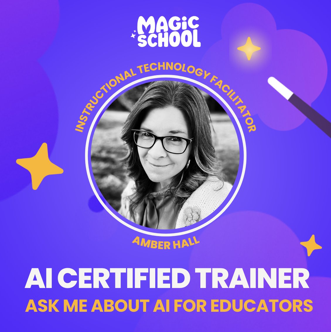I am proud to share I am now an AI Certified Trainer with <a href="/magicschoolai/">MagicSchool AI 💜 🪄✨</a> , the leading AI platform in education. Ask me about AI for educators and schedule a training!