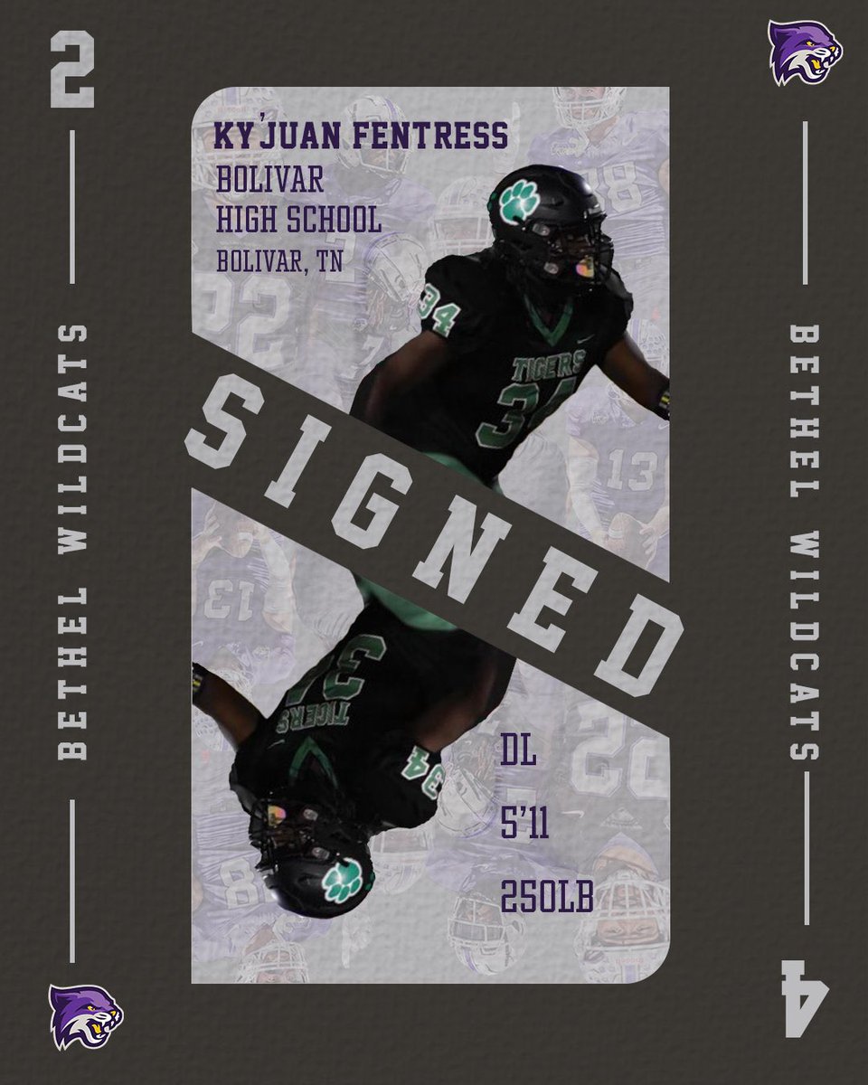 Bethel University Football (TN) (@bu_footballtn) on Twitter photo Welcome to the Wildcats!
🔐- Ky’Juan Fentress ( <a href="/ky_fentress34/">Ky’Juan Fentress</a> )
🏦-Bolivar Central High School
📍- Bolivar, TN
📷- Defensive Line
#OneHeartbeat| #ChasingGreatness| #NSD24 Welcome to the Wildcats!
🔐- Ky’Juan Fentress ( <a href="/ky_fentress34/">Ky’Juan Fentress</a> )
🏦-Bolivar Central High School
📍- Bolivar, TN
📷- Defensive Line
#OneHeartbeat| #ChasingGreatness| #NSD24