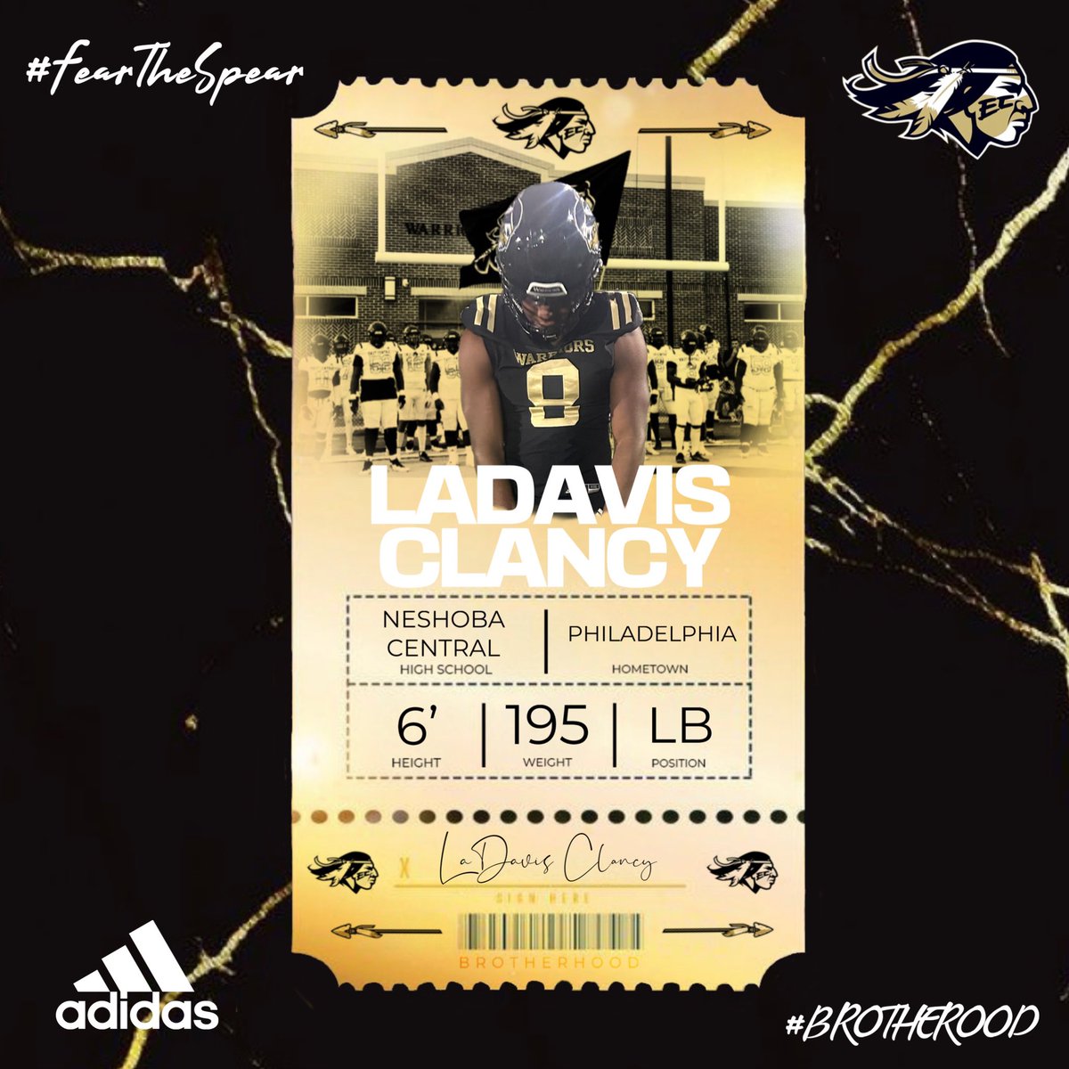 HARD HITTING LB from Neshoba Central!! @LaDavisClancy has punched his ticket and joined the Brotherhood!! #BROTHERHOOD X #FearTheSpear