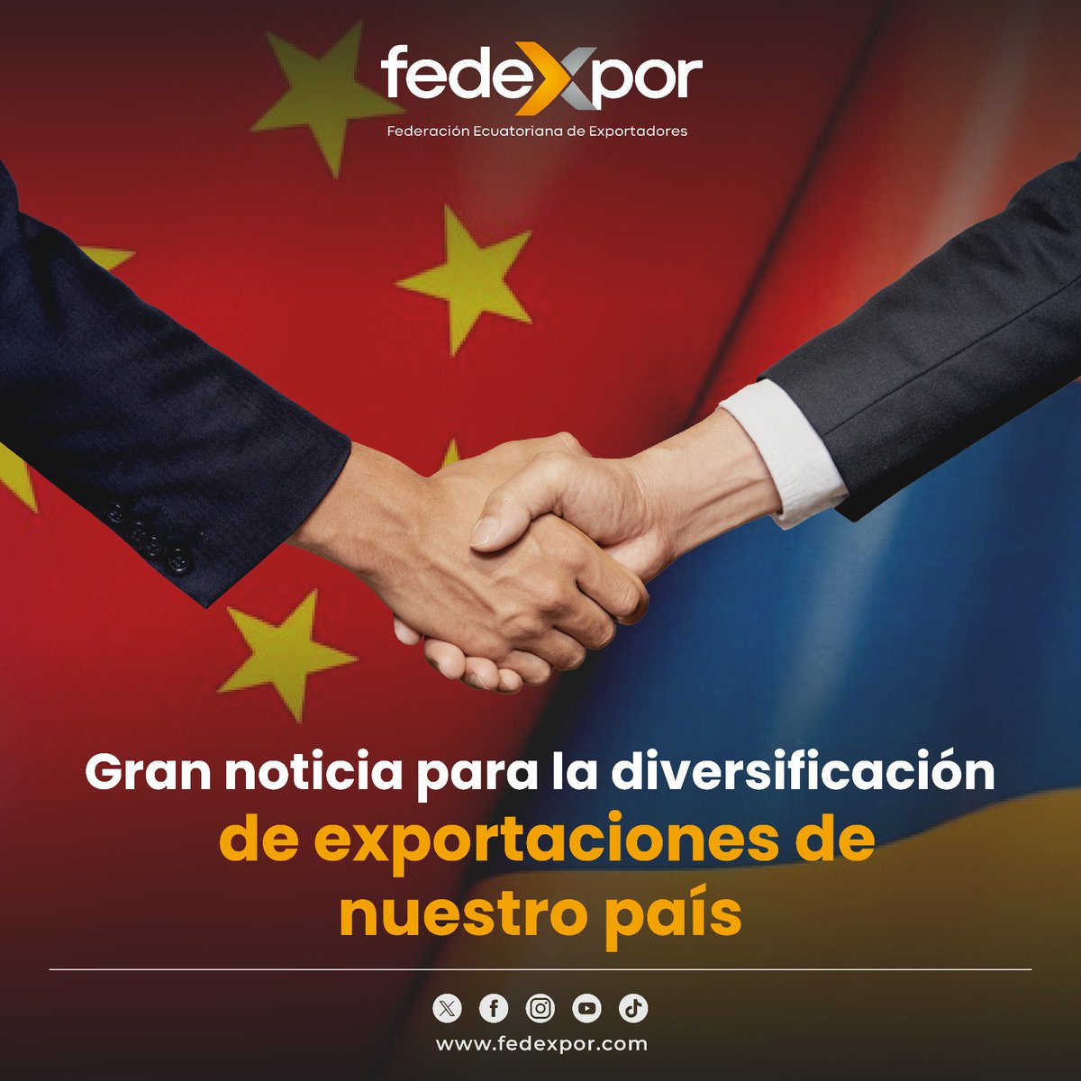 🇪🇨🤝🏻🇨🇳 | ¡Gran logro en la apertura de nuevos mercados! Ecuador ratificó el TLC con China, lo que permitirá que el sector productivo exportador diversifique su oferta exportable y equipare condiciones de competencia frente a otros países en la región.