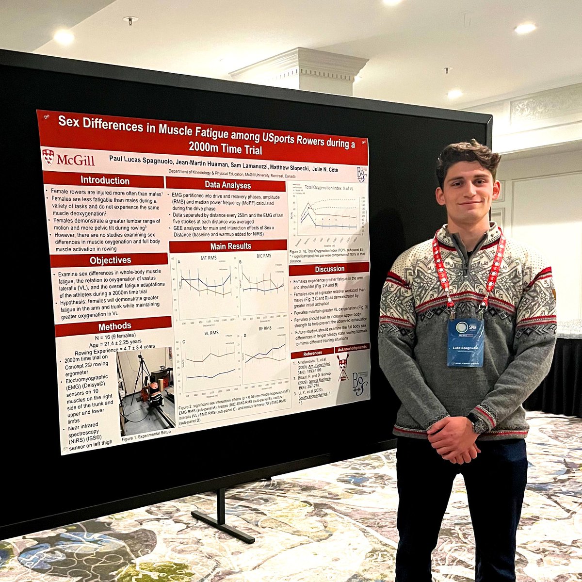 Edumcgill's tweet photo. Luke Spagnuolo has received The Gord Sleivert Young Investigator Award at the 2023 Sport Innovation Conference.

Luke received this award for his thesis project examining muscle fatigue in USports rowers which he presented at the conference in Halifax.  https://t.co/vvBkaGsfjr https://t.co/Xt0ax9TCsM