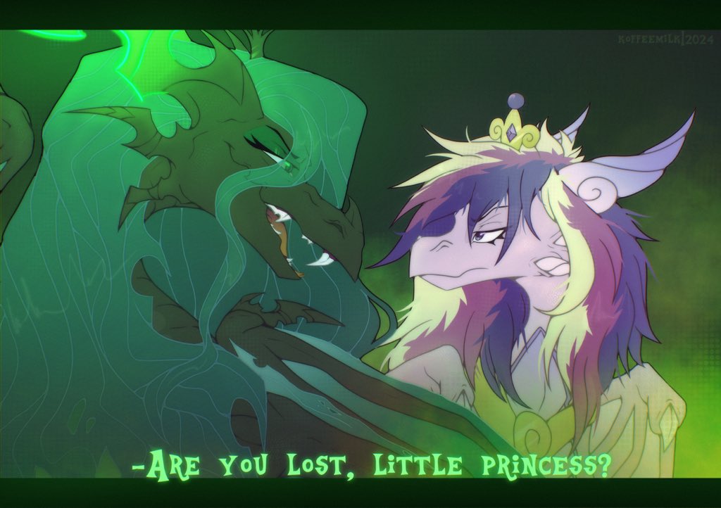 -Are you lost, little princess? 

#mylittlepony #MLP #fanart #digitalart #TheLegendOfSpyro #Spyro #Chrysalis
#Cadance