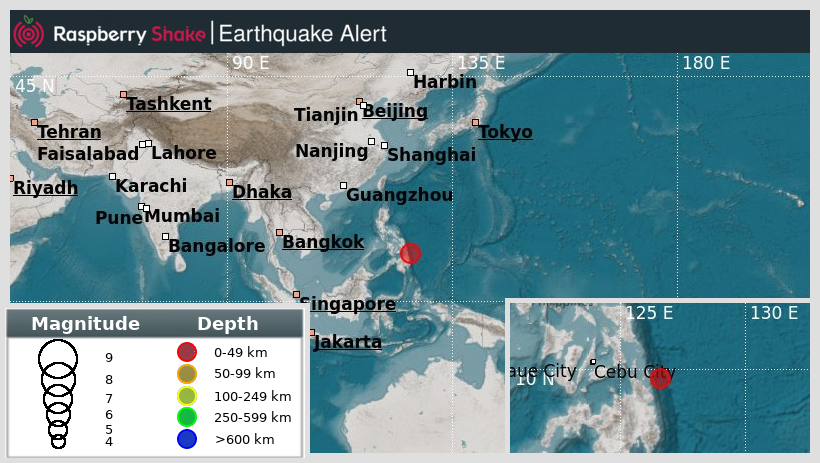 raspishakEQ's tweet photo. Preliminary M5.1 #Earthquake
ID: #rs2024crlyzs
49km from #GeneralLuna, #Mindanao,Philippines
2024-02-07 20:09 UTC
Source: #GFZ
@raspishake
Join the largest #CitizenScience EQ community ➡ https://t.co/Y5O0dgJqJF
EVENT ➡ https://t.co/Ulk6GZfla5 https://t.co/4uRWC5CBJc