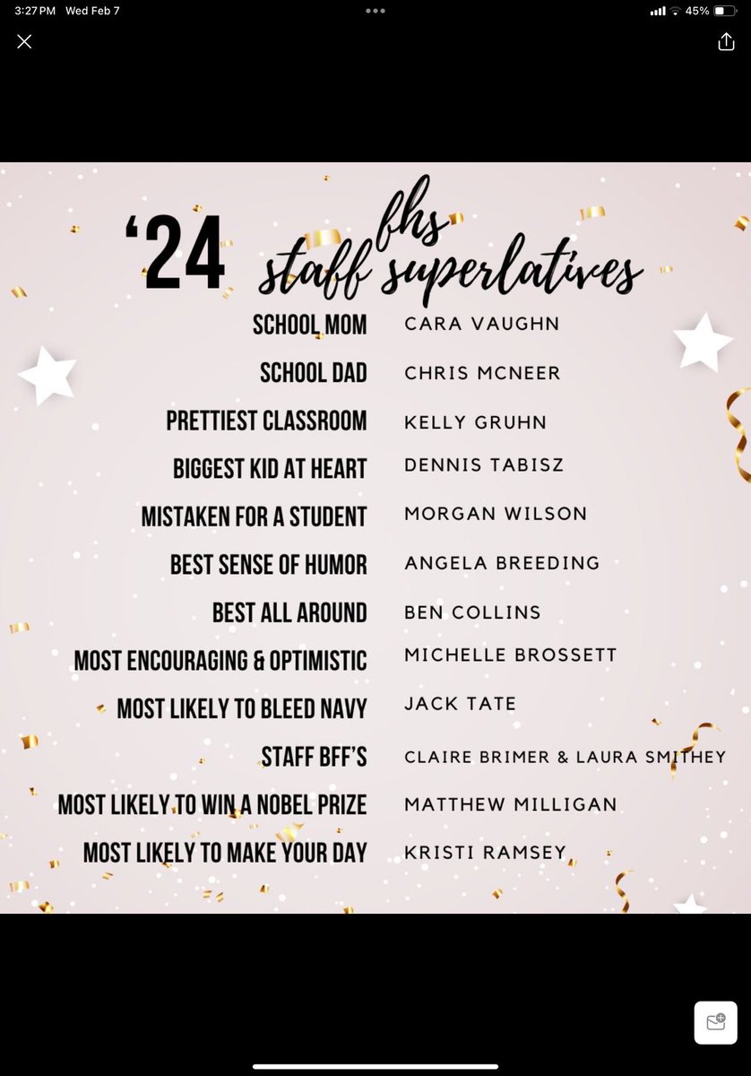 coachtatefhs20's tweet photo. Huge Thank You to the Students and Staff at Farragut High School for including me in the Staff Superlatives for 2023-24!
I appreciate it more than I can put into words!
⚓️ https://t.co/vquwV3LPIM
