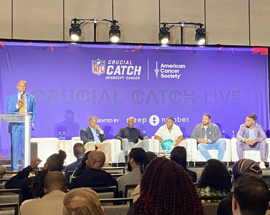 My sincerest thanks to @AmericanCancer and @NFL for inviting me to be a part of Crucial Catch Live. Our discussion on prostate cancer disparities among Black men can and will save lives. One team. One fight. #prostatecancer #prostate #cancer #HealthEquity #NFL #nfl #ACS