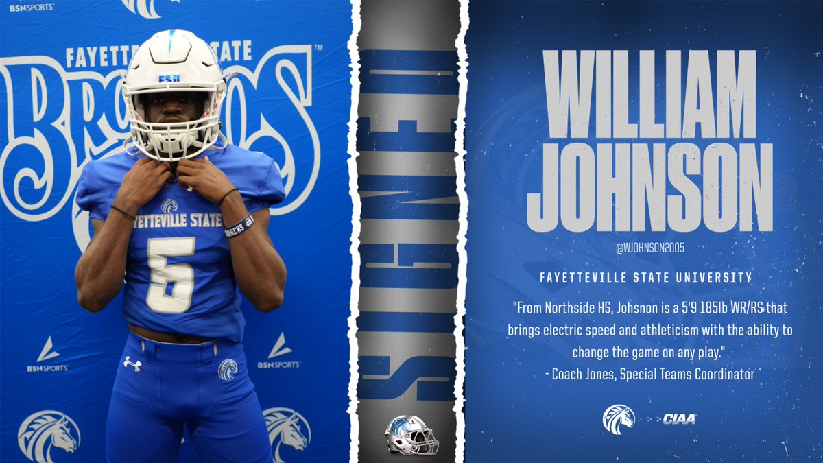 Fayetteville State Football (@fsubroncos_fb) on Twitter photo Bronco Nation! Please Welcome...
William Johnson (<a href="/wjohnson2005/">William Johnson</a>)
To the Bronco Family!! π₯π₯
#AttitudeCheck | #BroncoPride | #NSD24 Bronco Nation! Please Welcome...
William Johnson (<a href="/wjohnson2005/">William Johnson</a>)
To the Bronco Family!! π₯π₯
#AttitudeCheck | #BroncoPride | #NSD24
