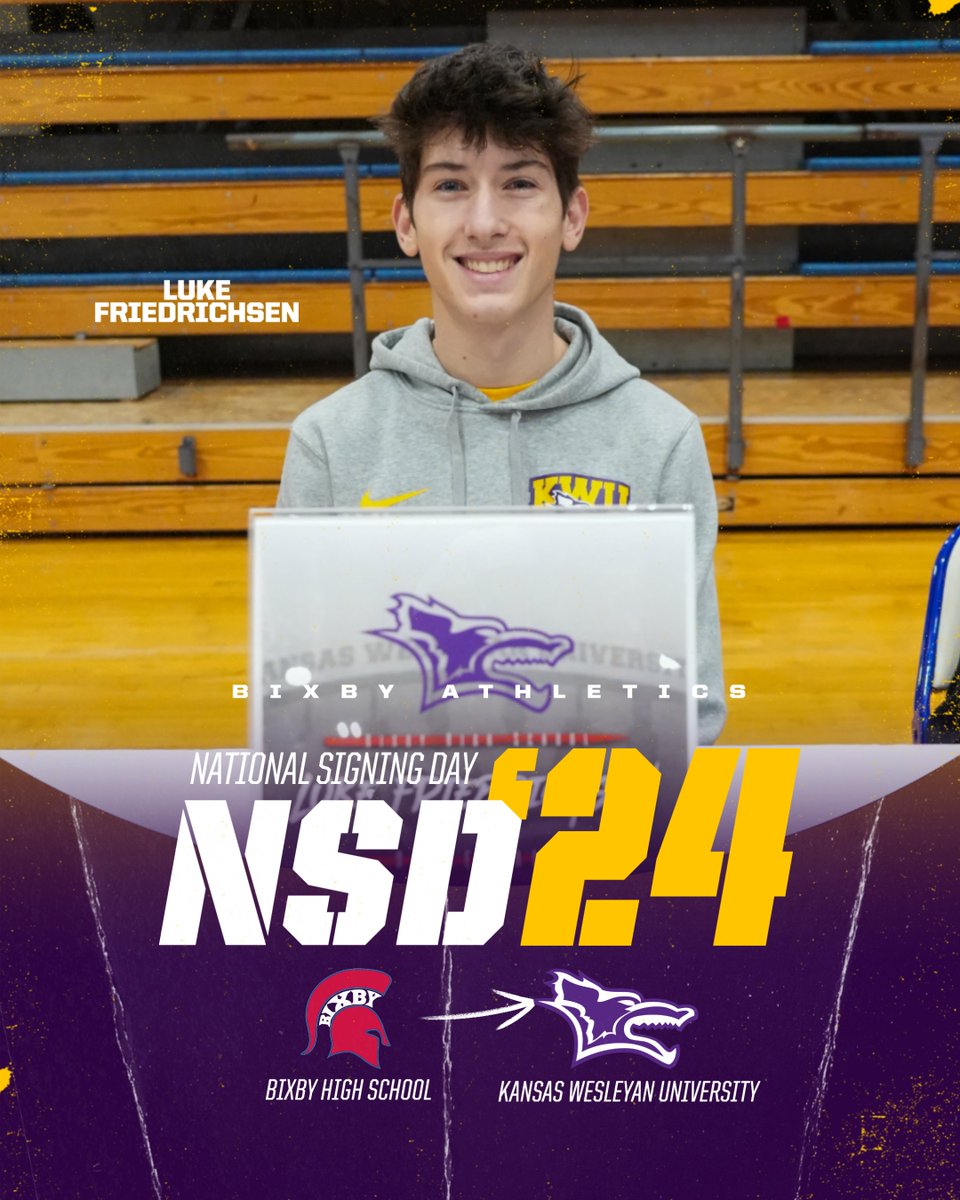 Congratulations to Luke Friedrichsen on signing his #NLI to play basketball at Kansas Wesleyan University! #NationalSigningDay | #BixbySpartans | @BixbyBasketball | @lukefr1ed