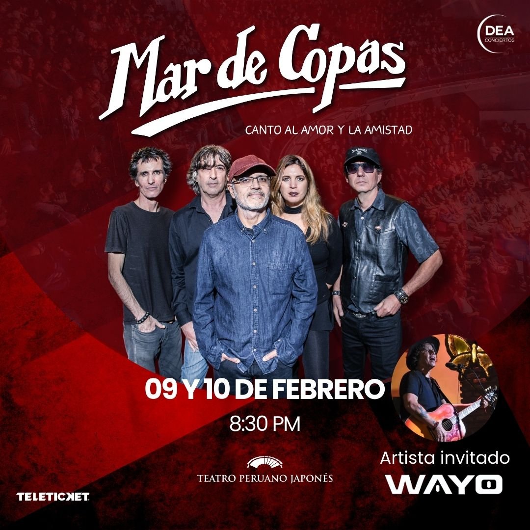 Comparto con mucha alegría que tendré el honor de abrir los dos shows de la querida banda MAR DE COPAS este viernes 9 y sábado 10 de feb. Entradas en Teleticket. Gracias a DEA Promotora y MDC. 
¡La música une!
#MarDeCopas #Teatro #PeruanoJaponés #Lima #Wayo #Perú 
#LaMúsicaUne