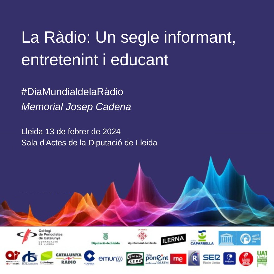 🎙️Tornem a les ones un dia molt especial  i en directe!

El 13/02 ens trobareu a la tertúlia d'<a href="/aquialoest/">Aquí, a l'Oest</a> al palau de la <a href="/DiputacioLleida/">Diputació de Lleida</a>, a partir de les <a href="/7h/">سلمٱڼ</a>!

Amb <a href="/AntoniTolmos/">Antoni Tolmos</a> i <a href="/BotiflersPod/">Botiflers</a>! ✊🏻 #DiaMundialdelaRàdio <a href="/periodistes_cat/">Col·legi de Periodistes de Catalunya</a>