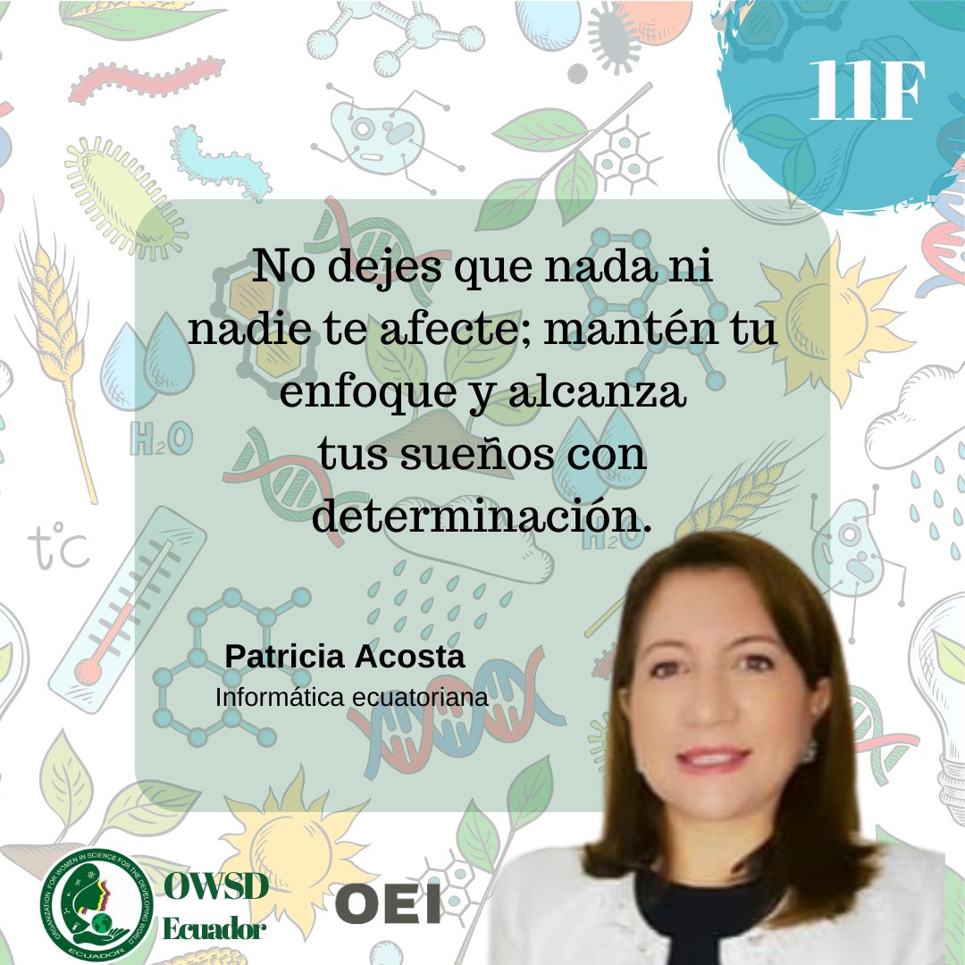¡Por más mujeres en la ciencia! La diversidad, el talento, aporta nuevas perspectivas y creatividad a la investigación. 
<a href="/OEIEcuador/">OEI Ecuador</a> <a href="/CientificasEC/">👩🏽‍🎓CientíficasEcuador🇪🇨</a> <a href="/ciespal/">CIESPAL</a>   <a href="/OwsdSecretariat/">Org. for Women in Science for the Developing World</a> <a href="/acostanp/">Patricia Acosta-Vargas</a> #11F 
#MujeresEnCiencia
#diadelamujerylaninaenciencia 
#MujeresCientíficas
#IgualdadDeGénero