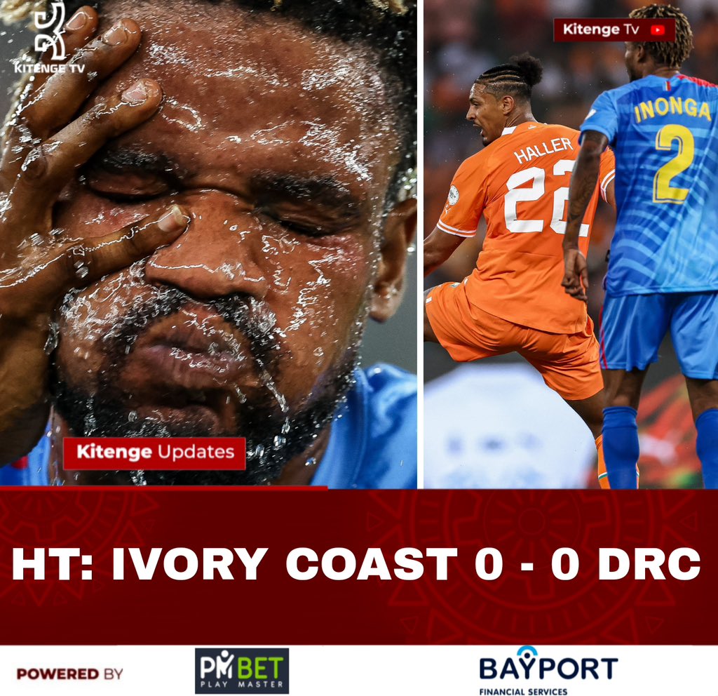 𝐇𝐀𝐋𝐅 𝐓𝐈𝐌𝐄: #AFCON2023

🏟️ Olympique Alassane Ouattara, Abidjan

Ivory Coast 🇨🇮 0-0 🇨🇩 DR Congo

Milango imekuwa migumu mpaka mapumziko katika dimba la Olympique Alassane Ouattara, Abidjan kati ya wenyeji, Ivory Coast dhidi ya Jamhuri ya Kidemokrasia ya Congo.