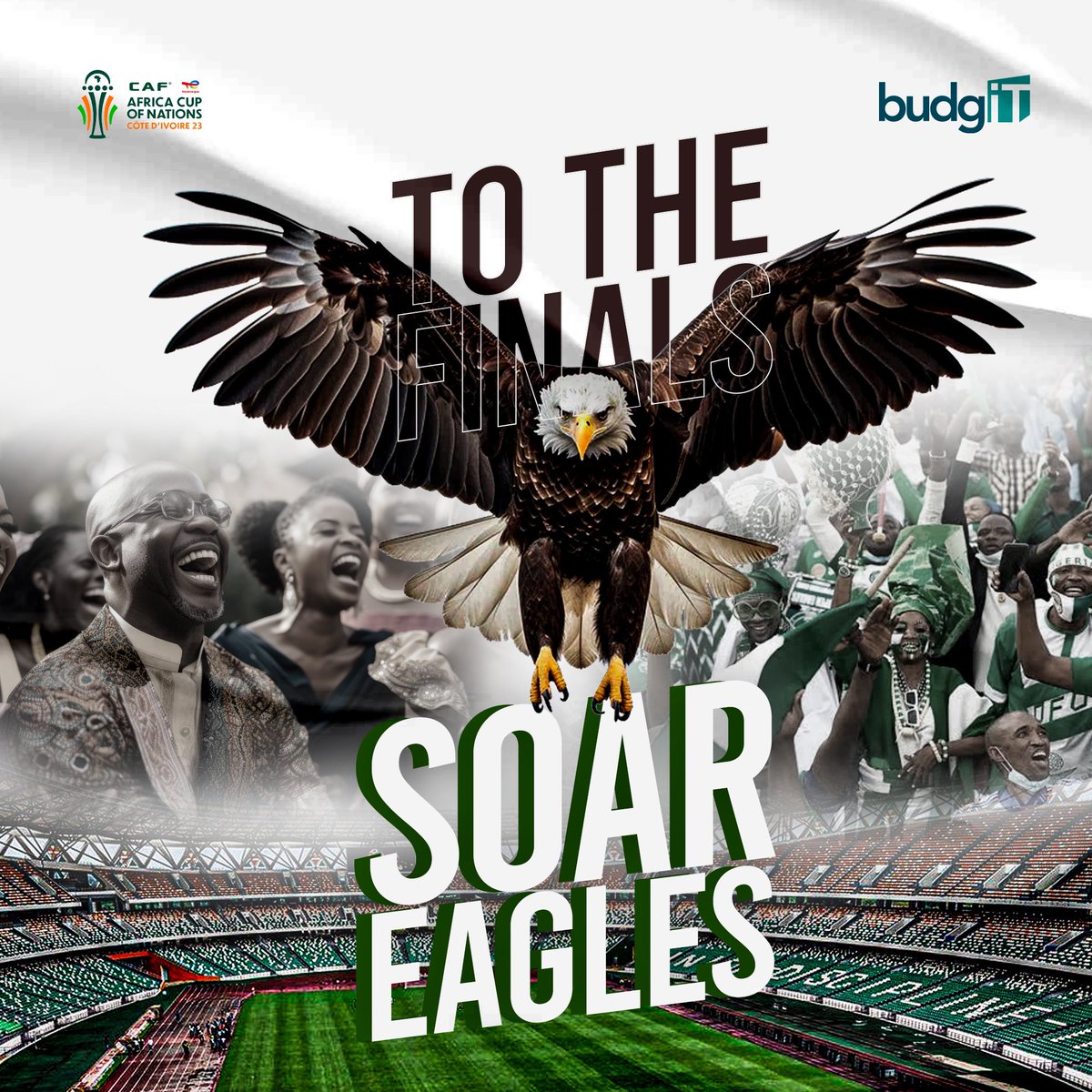 BudgITng's tweet photo. 🗣️🗣️From Fans to Citizens. 🇳🇬🇳🇬🇳🇬

The same way you are a Nigerian Fan 🦅, strive to also be an #ActiveCitizen.

Let’s score big for our Nation’s future!

Super Eagles ➡️➡️ Finals 🚀
#GetInvolved https://t.co/WlQLPHol5G
