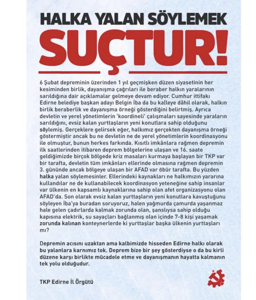 Halka yalan söylemek suçtur!