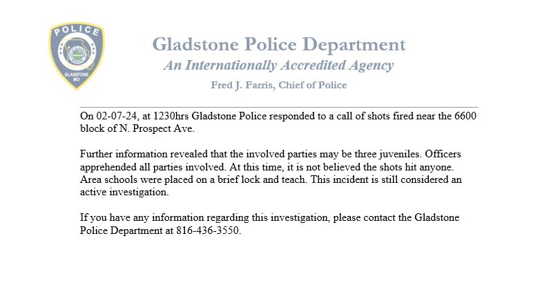 Gladstone MO Police tweet media